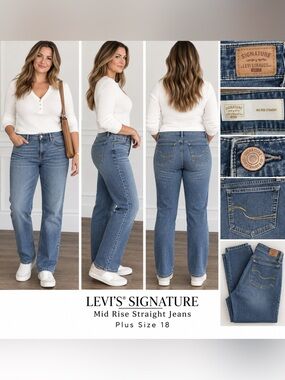 Levi's Signature Mid Rise Straight Jeans 34x32 size 18